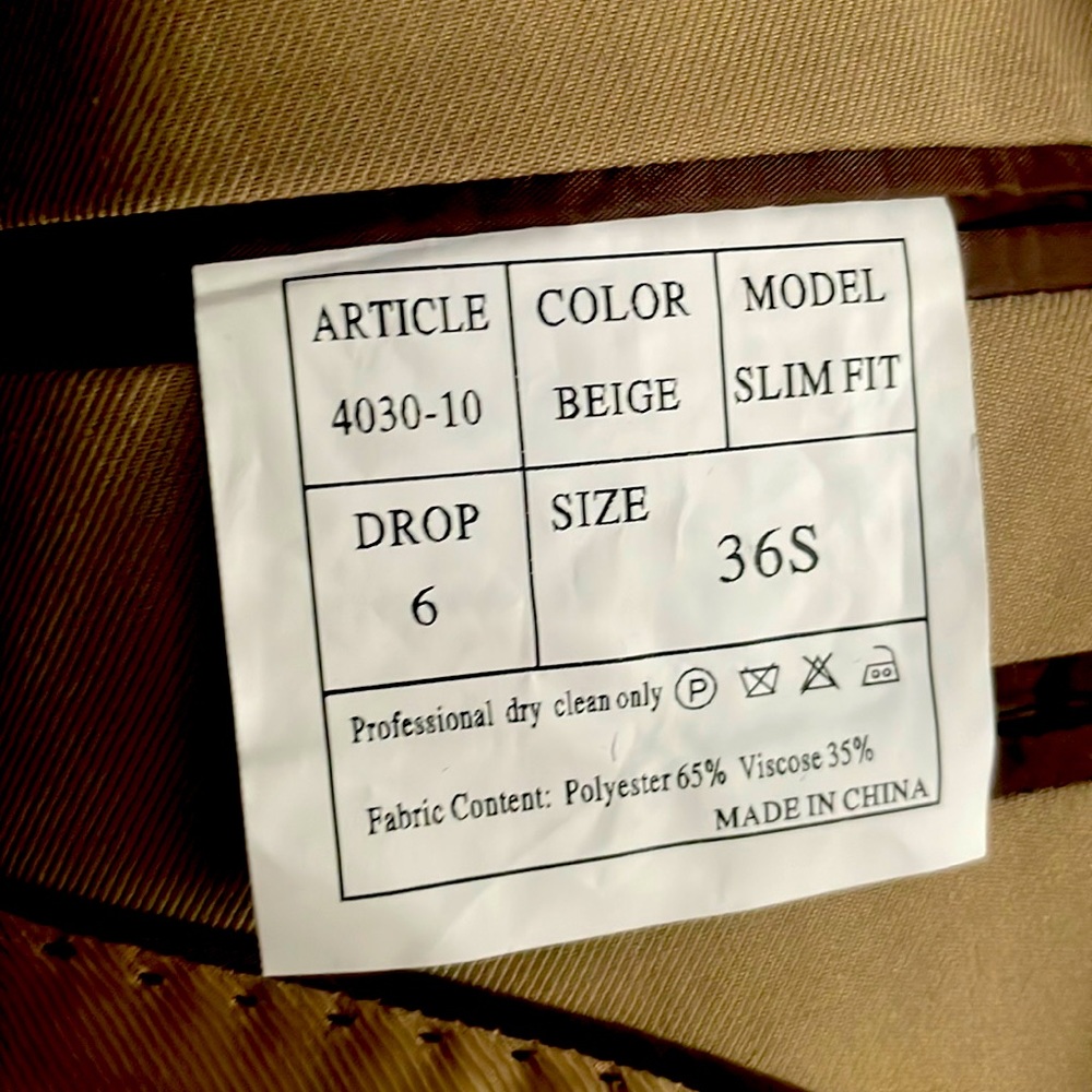 Men’s beige suit size small slim fit